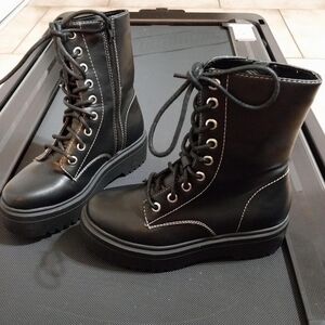 Black Lace-Up Combat Boots